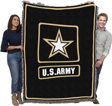 Black Blanket With Us Army Star Logo - Gift Military Tapestry Throw - Woven In - £62.29 GBP