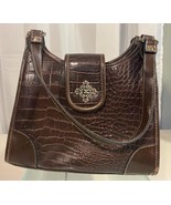 Brown Faux Alligator Pattern Handbag / Purse /Tote Pre-Owned - $317.02 MXN