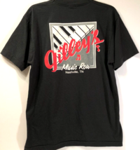 Mickey Gilley&#39;s Music Row Nashville TN Vintage 80s Double Sided Black T-Shirt L - £49.40 GBP