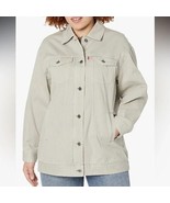 Levis Womens Trucker Jacket Full Zip Button Chore Coat Size 1X Greige Gr... - $50.50 CAD