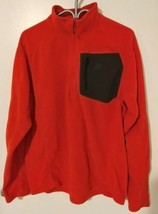 The North Face Mens Large 1/4 zip fleece Red with Black Accent Pocket (I) - $18.71