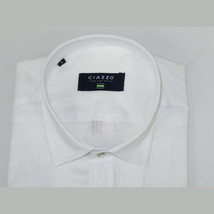 Men's Ciazzo Turkey 100% Linen Breathable Shirt Short Sleeves #Linen 13 White image 6