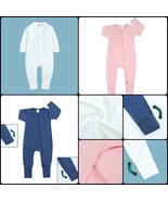 BABY ROMPER-SLEEPER Long Sleeve Mitted Footed Footless Double Zip Cotton... - $8.58 CAD