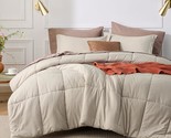 Beige Full Comforter Set - Beige Basket Weave Pattern Down Alternative C... - $64.99
