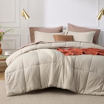 Beige Full Comforter Set - Beige Basket Weave Pattern Down Alternative Comforter - £51.50 GBP