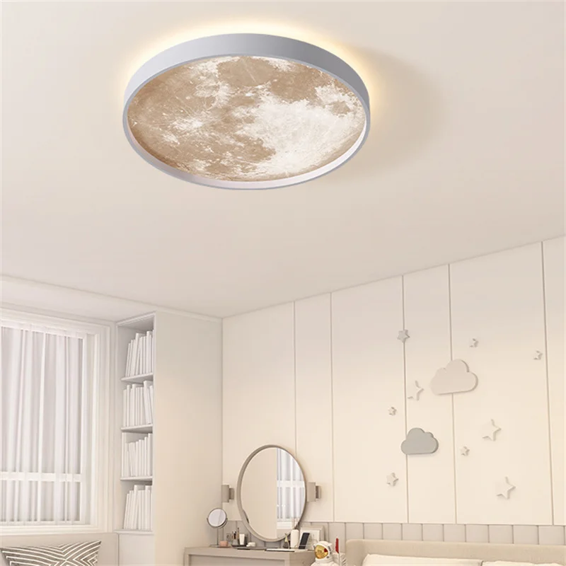  3d Moon Ceiling Light Dimmable Living Room Big Lamp room Round Wall Lighting  C - £172.21 GBP
