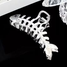 Cute Silver Tone Metal Fishbone Hair Claw Clip –  4-Inch - $21.15 CAD