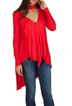 Free People Womens Top Uptown Relaxed Long Sleeve Red Size Xs OB770823 - £38.98 GBP