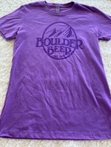 Next Level Womens Purple BOULDER BEER Short Sleeve Shirt Fitted Large - $12.25