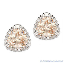 Cubic Zirconia Crystal CZ Sterling Silver Stud Earrings Women&#39;s Fashion Jewelry - £25.80 GBP