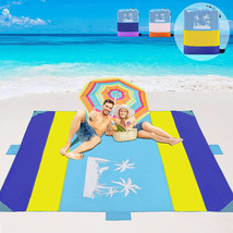Beach Blanket, Extra Large 79&quot;×79&quot; Picnic Blanket 3-9 Adults (Yellow) - £13.99 GBP