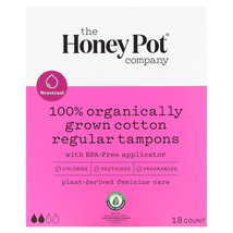 The Honey Pot Company 100% Organically Grown Cotton Tampons Unscented 18... - $13.68 CAD