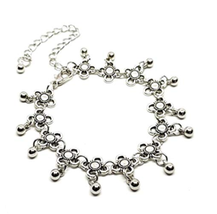 Daisy Wrist Bracelet Silver Plated Flower Chain Dangle Beads Summer Beach Boho - £5.03 GBP