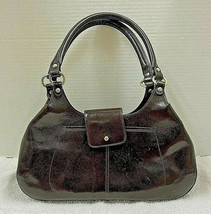 Vintage Monsac Dark Brown Leather Shoulder Bag 18&quot; Handles 14&quot;W &amp; 9&quot; H - £35.03 GBP