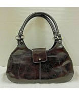 Vintage Monsac Dark Brown Leather Shoulder Bag 18&quot; Handles 14&quot;W &amp; 9&quot; H - £34.95 GBP