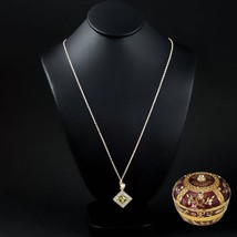 Cubic Zirconia 18K over Sterling Necklace in Gilded and Bejeweled Trinket Box - £30.39 GBP