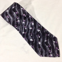 Pierre Cardin Necktie Silk Mens Black/Gray/Purple Geometric 57Lx4W NWOT - £7.96 GBP