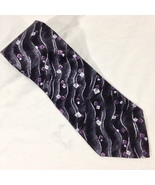 Pierre Cardin Necktie Silk Mens Black/Gray/Purple Geometric 57Lx4W NWOT - £7.85 GBP