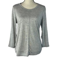 Style &amp; Co Medium Top 3/4 Sleeves Scoop Neck Stretch Semi-Sheer Gray Heathered - £14.85 GBP