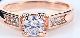 Cubic Zirconia Ring 18K Rose Gold Plated Sterling Silver - £34.16 GBP