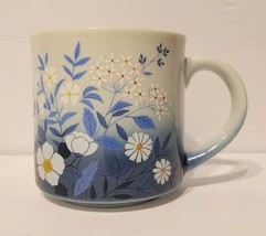 Vintage Blue w/ White Flowers Floral Stoneware Mug Unbranded EUC - £11.78 GBP