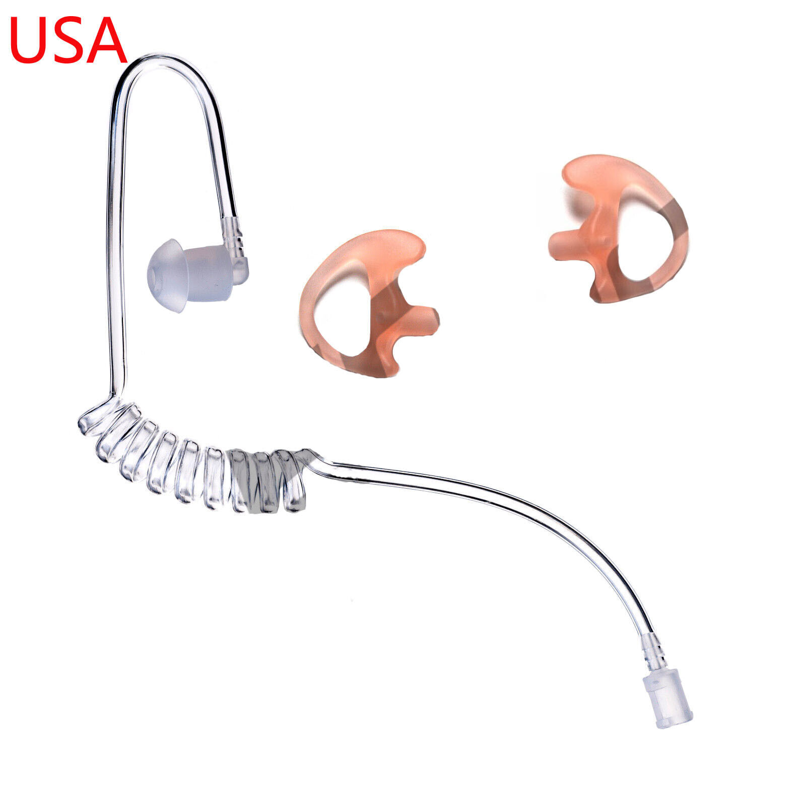Primary image for CLEAR ACOUSTIC EAR TUBE +FLESH LEFT RIGHT MEDIUM EARMOLD MOTOROLA RADIO EARPIECE