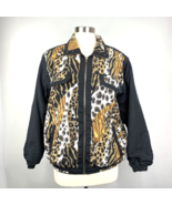 VTG Mureli Womens Animal Print Black Bomber Jacket Windbreaker Size M Me... - $358.71 MXN
