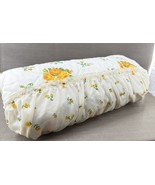 Vintage Ruffled Quilt White Coverlet w Yellow Orange Roses Cottagecore B... - $58.46 CAD