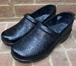 Abeo Flora Clogs Slip Resistant Black Tooled Leather Metatarsal Womens S... - $34.65