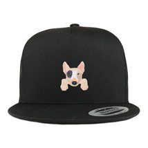 Trendy Apparel Shop Bull Terrier Patch 5 Panel Flatbill Trucker Cap - Black - $24.99+