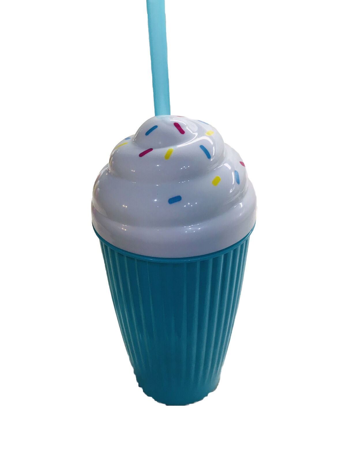 Smoothie Shape Plustic Cup W/Straw-10oz-Blue/Greenbrier - $9.78