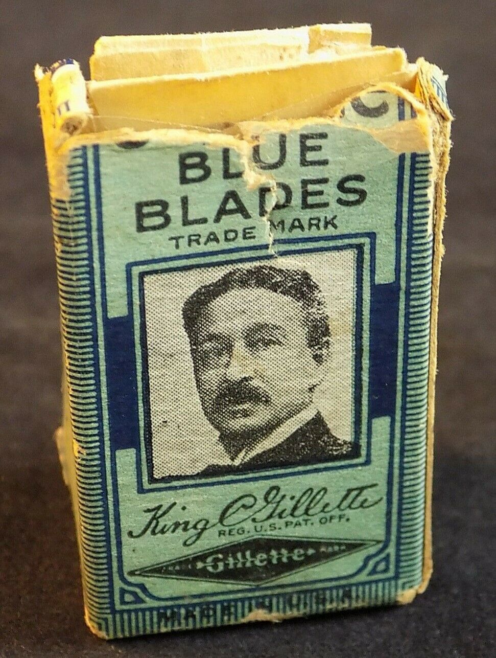 Vintage BLUE BLADES KING GILLETTE RAZOR BLADES Box Safety Razor Boston 2... - $4.84