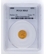 1888 G$1 Gold Indian Princess Graded by PCGS as MS63! Great US gold Dollar - $26,779.14 MXN