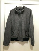 Lands End Mens Coat Jacket Size S 34-36 Charcoal Gray Wool Blend Zip Up - £17.80 GBP