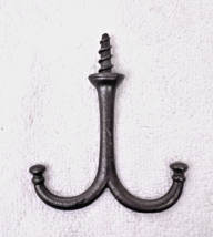 Antique Cast Metal Double Hook 2 7/8&quot; x 3 1/4 Drop Hanger - $12.38