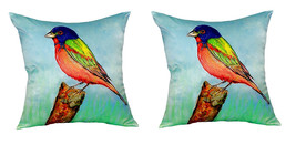 Pair of Betsy Drake Painted Bunting No Cord Pillows 18 Inch X 18 Inch - £61.91 GBP