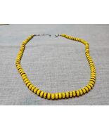 Yellow Beaded Necklace, Silver Tone Chain, 20&#39;&#39; Vintage - $108.88 MXN