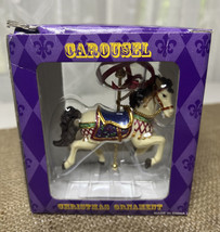 Carousel Merry Go Round Fancy Embellished Horse Gold Pole Christmas Ornament Nib - £11.13 GBP