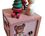 Musical Snowman Wind Up Music Box Wood Figure Christmas Germany - $13.81