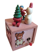 Musical Snowman Wind Up Music Box Wood Figure Christmas Germany - $11.73