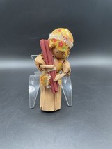 Vtg Handcrafted Corn Husk Doll Carrying Logs Rare - $18.50