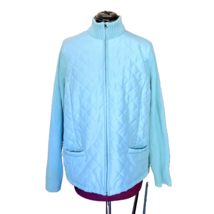 Croft &amp; Barrow Sweater Jacket Blue Women Quilted Pockets Mock Neck Size XL - $22.78