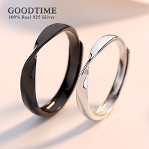 Hipster Mobius Sterling 925 Silver Rings For Lover Couple Gift Black White Simpl - £23.31 GBP