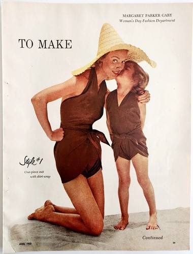 1953 Swimsuit Advertisement One Piece Skirt Wrap Margaret Parker Gray DWLL4 Item image 2