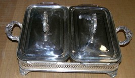 Vintage Silver plate 2  1 qt Glass casseroles Great condition - $46.00