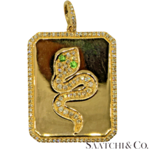 Snake Pendant Natural VVS Diamond &amp; Natural Tsavorite 14k (585) Yellow Gold - $1,868.13