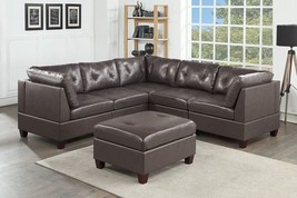 Altea 6 Pieces Modular Sofa Set in Dark Coffee Top Grain Leather - £1,462.51 GBP