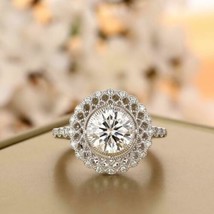 925 Sterling Silver 1.95Ct Round Cut Simulated Diamond Engagement Ring i... - $122.70