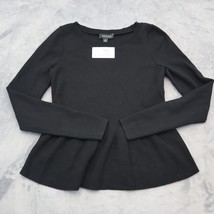 Ann Taylor Sweater Womens XS Black Long Sleeve Flared Hem Casual Knit Pu... - $19.78