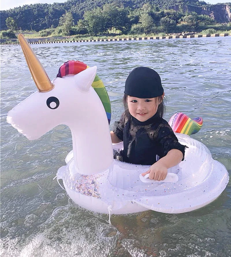 Baby Pool Float Unicorn Toddlers Floaties Infant Inflatable Swimming Ring with - £17.16 GBP